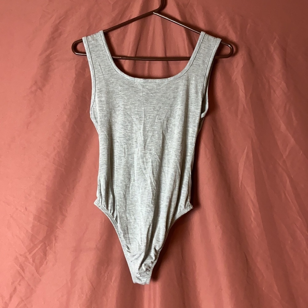 Grey Basic Cotton Stretch Bodysuit - image 5